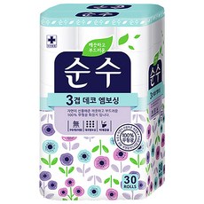 현대제지 순수 무형광 3겹 데코 엠보싱 화장지, 16m, 30롤, 1개