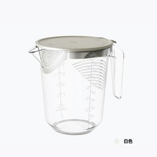 廚房過濾量杯 大容量1000ML烘焙量杯 帶刻度帶防塵過濾板 打蛋過濾量杯 透明刻度量杯, 白色, 1個, 1000