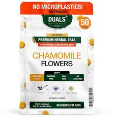 Duals Natural 프리미엄 루즈 리프 허브 티 카페인 프리 GMO 프리 첨가제 없음 (멀레인), 캐모마일, 1개