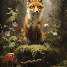 토끼 소박한 너구리 개구리 양 사슴 곰 여우 숲 포스터 페인팅 인쇄 거실 홈 장식, 1. 03