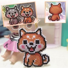 진돌이 실십자수 열쇠고리패키지 / 키링 십자수바느질 DIY / 강아지 반려견 진도개 진돗개 개띠 십자수인형 마음실, 1개