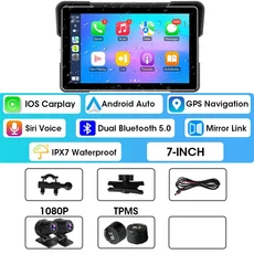 5/7 인치 휴대용 오토바이 DVR GPS 네비게이션 무선 CarPlay 안드로이드 자동 방수 블루투스 1080P 모니터, 02 없음, 05 Carplay-DVR-TPMS