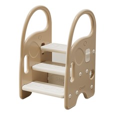키들 아기 3단 계단 디딤대, 1개, 브라운