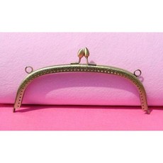 【非織不可】20.5cm拱型口金/古銅色雙耳壓花花蕾頭優質無斷孔, 銀色