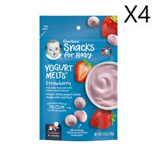 거버 아기용 간식 Yogurt Melts 생후 8개월 이상 딸기 28g(1.0oz), 28g, 4개