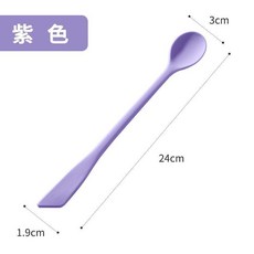 食品級矽膠長柄雙頭攪拌勺 咖啡奶粉攪拌棒, 雙頭短款紫色, 1個