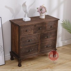 椿嶼 美式實木七抽屜鬥櫃 復古客廳儲物櫃, 墨蘭色,7抽【70*30*64cm】