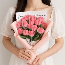 제너럴케이 모루 꽃다발 DIY키트 만들기 세트 선물, 1개, 핑크