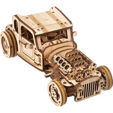 UGEARS 핫로드 분노의 마우스 3D 나무 퍼즐 혁신적인 듀얼 엔진 현실적인 확장 모델 자동차 키트, Hot Rod Furious