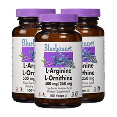 Bluebonnet 左旋精胺酸 500mg&左旋鳥胺酸 250mg植物膠囊, 100顆, 3罐