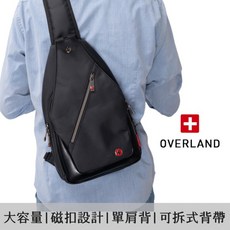 OVERLAND 耐磨大容量單肩胸包, 黑色-3158