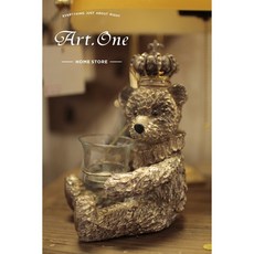 鄉村風皇冠熊造型燭台擺飾，精緻居家裝飾品，營造溫馨浪漫氛圍