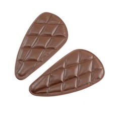 油箱包 油箱袋 旅行 檔車 馬鞍包 摩託車油箱貼 複古機車邊包 真皮收納包 側邊包 快取油箱包 牛皮小包, 真皮側貼菱形款棕色一對