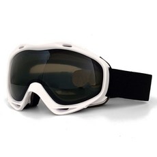 【臺灣出貨】冬季戶外登山雙層防霧滑雪護目鏡防紫外綫防雪盲球麵大視野滑雪鏡, 白框灰片-黑帶（送布袋）, 1個