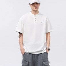 투니스 남성 심플 단색 루즈핏 반소매 티셔츠