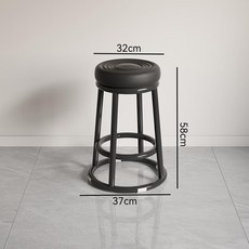 오락실의자 높은 원형스툴 원형 스툴 보조의자 보조 키다리, 1개, I. 58cm 검정 방수 방긋