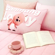 잔망루피 면모달 베개커버 로고