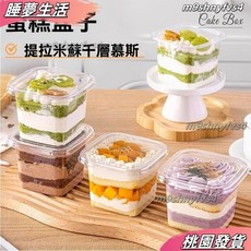 方形慕斯盒 提拉米蘇 豆乳蛋糕 蛋糕外帶包裝盒 透明甜點盒, 1個, 單盒子,50套