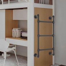 벽/바닥 설치 사다리 아이언 블랙 지하실 창문 통로 출구 2단 플랜지 및 사전 구멍 포함 RV 다락방 침대 기숙사 높은 출입구 오르기, Black, 39.37inch