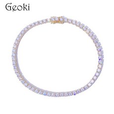 실버 925 오리지널 라운드 브릴리언트 컷 3mm 다이아몬드 테스트 과거 0.1-0.3 캐럿 d 컬러 모이사나이트 웨딩 팔찌 보석 체인