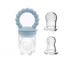 台灣FDA 贈3個網袋 咬咬樂 果汁咬咬樂 蔬果咬咬樂 副食品餐具, 圈圈灰藍