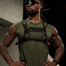 키치스 편안한 런닝백 트레킹 등산 마라톤 하이킹 조깅 사이클링 조끼 베스트 가슴가방 주머니, 라이트그레이, 1개