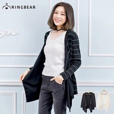 RINGBEAR 針織開襟外套，簡約氣質橫條紋設計