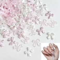 LUYING 네일 파츠 리본 3D 입체 나비 매듭 네일 파츠 귀여워 레진용 핸드메이드 대형 주립 입체 데코 파츠 랜덤 형태 3색 랜덤 약 120개 세트 엘리 파츠 네일 파츠 캐릭터