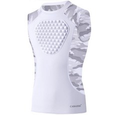 카바스 청소년 가슴 보호대 야구 축구 티셔츠 라크로스 및 골키퍼용 하트 가드+ 흉골 보호 셔츠 화이트 레드 450693, 흰색/카모(크루넥) 450693