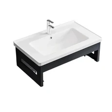 衛浴收納盆架 6040一體陶瓷盆 鋁製支架 防水防潮, 白鋁支架-平盆/全套配件