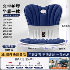 加大款護脊辦公居家椅墊 矯正坐姿大碼護腰坐墊, 運動藍,大碼坐墊