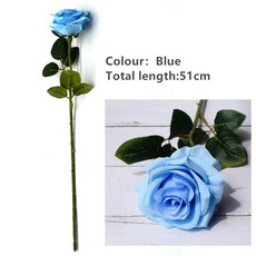 花蓮出貨 高仿真玫瑰花裝飾花花束人造花假花植物家居婚宴裝飾家庭裝飾乾燥花婚禮佈置捧花, 1個, 藍