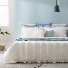 퓨어미라클 엘비노 사계절 면 워싱 스프레드 패드 1+1 세트, 미라클 화이트