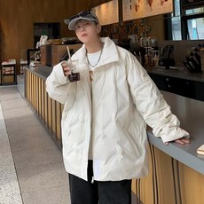 立領菱格紋加厚棉衣 男士寬鬆保暖短款棉襖