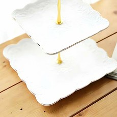 에밀리아 골드 2단 케이크 스탠드 디저트 진열 베이 킹 받침 파티 장식 쿠키 홀더, 본상품