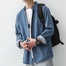 여성 의류 상의 남성 2컬러 남녀공용 데님 셔츠 CC302