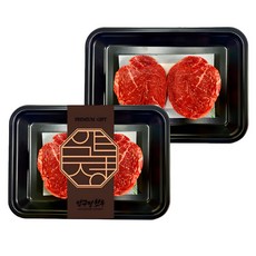 1++등급 한우 안심 400g (2인분/소포장) (냉장) 스테이크 구이용 투뿔 소고기 (압구정한우), 200g, 2개