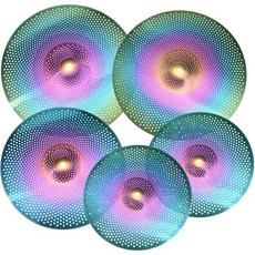 메카닉시티 무트 심벌 세트 14인치16인치18인치20인치 저소음 연습 심벌과 가방 5개, Multi-Color