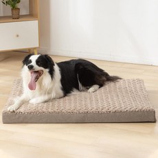 아마존평점4.5+ 미국출고 207913 KHONSU PET 강아지 침대 매트 플러시 10.2cm(4인치) 정형외과 패드 최대 49.9kg(110파운드) 대형견용 방수 탈착식, 라이트 브라운