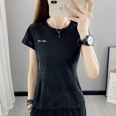 瑜伽服 健身衣 吸濕排汗速乾衣 涼感衣 圓領上衣 迷彩短袖T恤