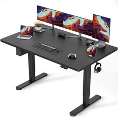 와이드상판 모션데스크 높이조절 전동책상 공부 사무용 조절 스탠드 테이블, 블랙