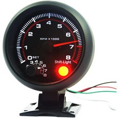 NCelect 유니버설 3.75인치 12V 화이트 LED 백라이트 타코미터 게이지 자동차 가솔린 자동차용 적색 시프트 라이트 0-8000 RPM