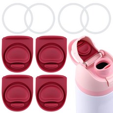 ECLATIS BMSQOF 오브D Owala Fr2E(넓음)Sip과 호환되는 교체용 고무 씰 스토퍼 5개 500/19/24/32/40온스 병 입구 캡 실리콘 부품 인서트 액세, 4 Complete Seal Kit, 4 Wine Red Kit