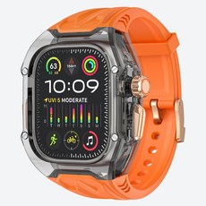 適用 Apple Watch 9/8/7/Ultra 49mm 鎧甲風 保護殼, 黑橙,40/41mm, 1個