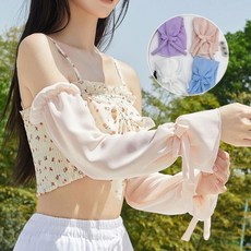 여성 여름 따가운 햇살 리본 야외활동 쿨 팔토시