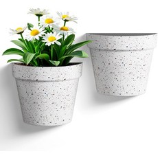Asnext 실내 식물용 플라스틱 벽 화분 2팩 7.5인치 걸이형 벽걸이 다육식물 화분스펙 화이트, Speckled White