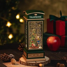 聖誕節裝飾品 音樂盒 飄雪水晶球 夜燈 擺件 禮物, 电话亭绿色圣诞树