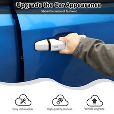 HTHE 더 화이트 외부 도어 핸들 커버 볼 보호 트림 쉐보레 실버라도 2019-2024 액세서리 ABS 8ps와 호환