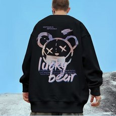 남녀공용 간절기 맨투맨 오버핏 그래픽 프린트 빅사이즈 티셔츠 라운드넥 루즈핏