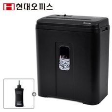현대오피스페이퍼프랜드 문서 세단기 + 세단기 오일 세트, PK-612X, 블랙